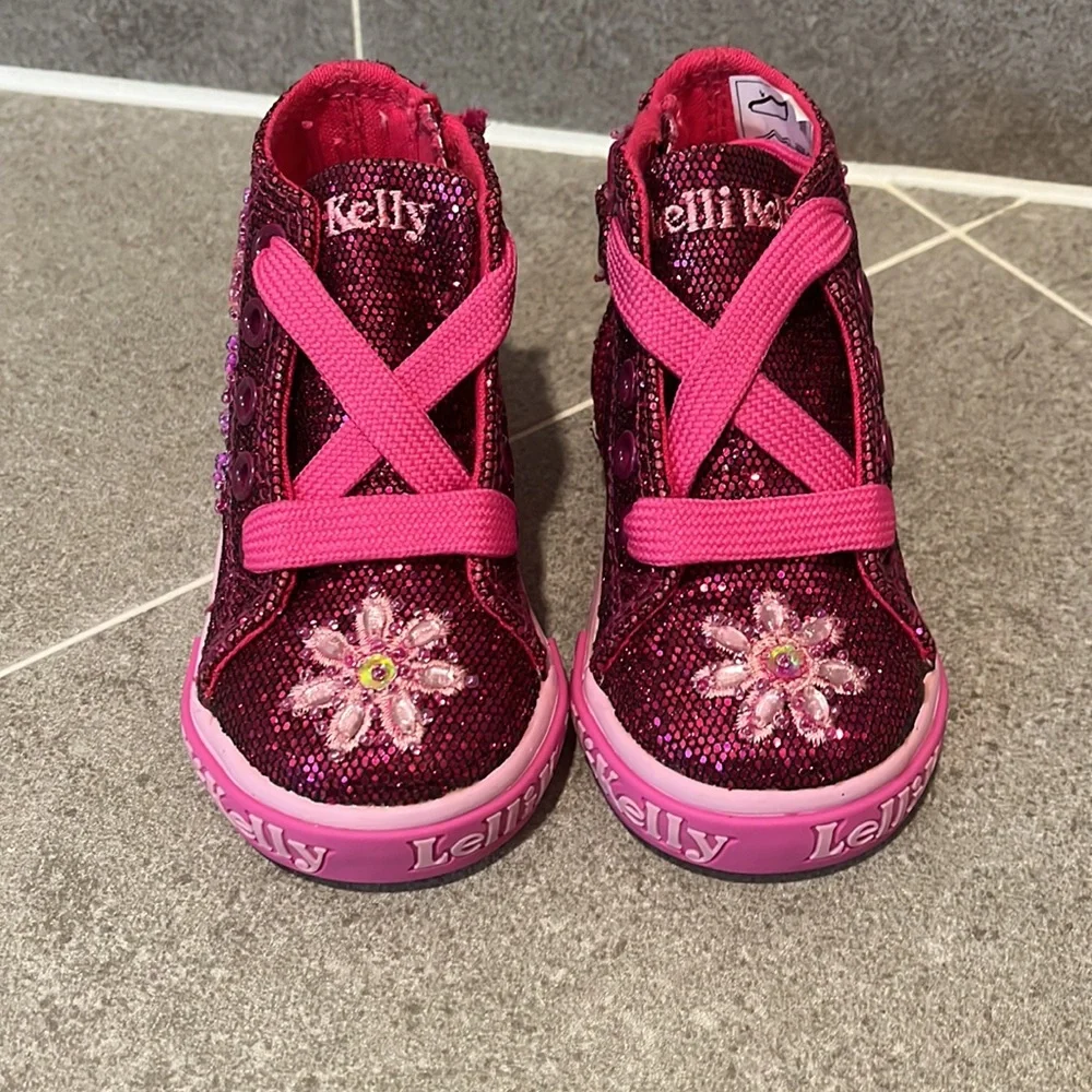 Lelli Kelly Jasmine Shoes Sneakers Sequins purple Infant Toddlers Girls Size 6.5